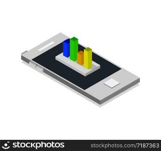 smartphone with isometric bar chart