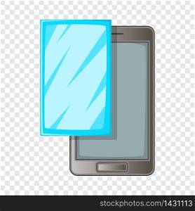 Smartphone with protector film icon. Cartoon illustration of smartphone with protector film vector icon for web design. Smartphone with protector film icon, cartoon style