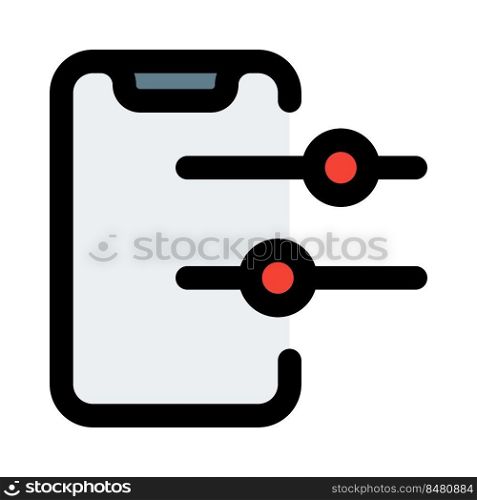 Smartphone with setting toggle layout isolated on white background
