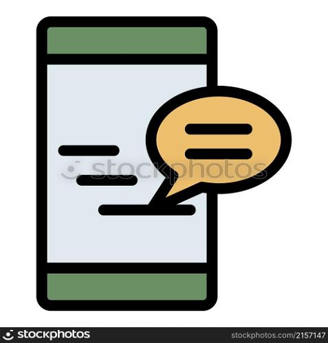 Smartphone work chat icon. Outline smartphone work chat vector icon color flat isolated. Smartphone work chat icon color outline vector