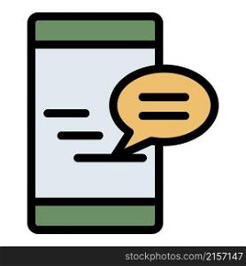 Smartphone work chat icon. Outline smartphone work chat vector icon color flat isolated. Smartphone work chat icon color outline vector