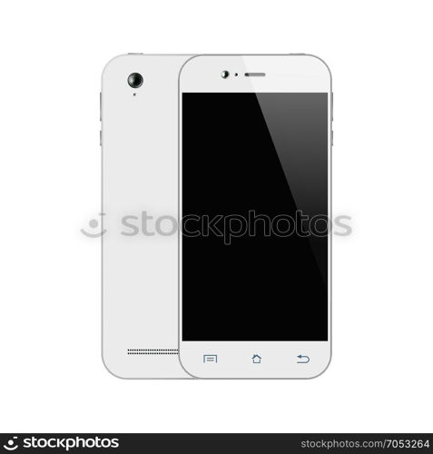 Smartphone2. Vector Smart phones isolated. White Smartphone. Front and Back view Mobile phone.