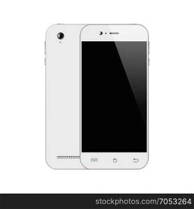 Smartphone2. Vector Smart phones isolated. White Smartphone. Front and Back view Mobile phone.