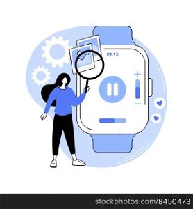 Smartwatch entertainment isolated cartoon vector illustrations. Girl watching video using smartwatch, modern mobile technology, wireless connection, entertainment with gadgets vector cartoon.. Smartwatch entertainment isolated cartoon vector illustrations.