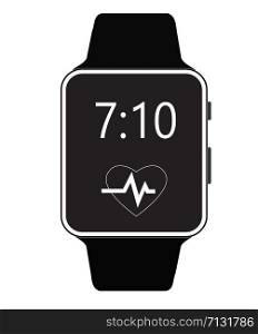 smartwatch icon on white background. flat style. smartwatch sign. smart watch icon with clock and heart beat app symbol.