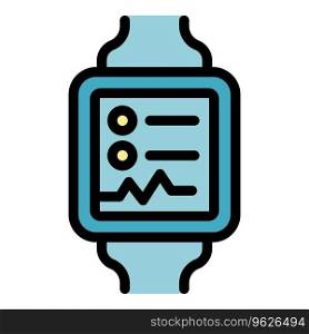 Smartwatch icon outline vector. Wrist device. Run program color flat. Smartwatch icon vector flat
