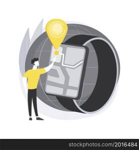 Smartwatch navigation abstract concept vector illustration. Navigation software, outdoor GPS watch, smartwatch feature, smart tracker, get directions, wearable online map abstract metaphor.. Smartwatch navigation abstract concept vector illustration.