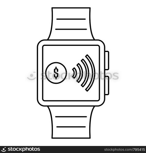 Smartwatch nfc pay icon. Outline smartwatch nfc pay vector icon for web design isolated on white background. Smartwatch nfc pay icon, outline style