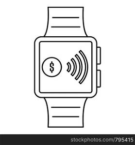 Smartwatch nfc pay icon. Outline smartwatch nfc pay vector icon for web design isolated on white background. Smartwatch nfc pay icon, outline style