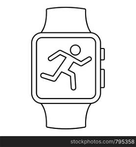 Smartwatch running mode icon. Outline smartwatch running mode vector icon for web design isolated on white background. Smartwatch running mode icon, outline style