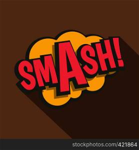 Smash, comic text sound effect icon. Flat illustration of Smash, comic text sound effect vector icon for web isolated on coffee background. Smash, comic text sound effect icon, flat style