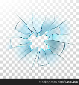 Smashed Glass Window Smashed Bullet Hole Vector. Crashed Car Windshield , Damaged And Shattered Transparency Glass. Destruction Texture Material Transparent Layout Realistic 3d Illustration. Smashed Glass Window Broken Bullet Hole Vector