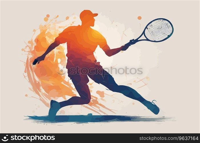 Smashing Colorful Modern Tennis Player Design - Men or Boys Tournament, created with Generative AI technology    