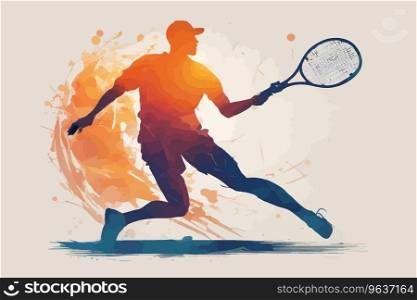 Smashing Colorful Modern Tennis Player Design - Men or Boys Tournament, created with Generative AI technology    
