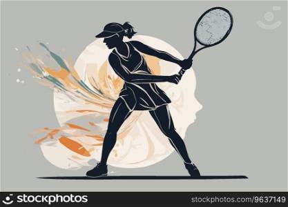 Smashing Colorful Modern Tennis Player Design - Woman or Girls Tournament, created with Generative AI technology    