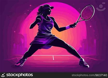 Smashing Neon Punk Modern Tennis Player Design - Woman or Girls Tournament, created with Generative AI technology    