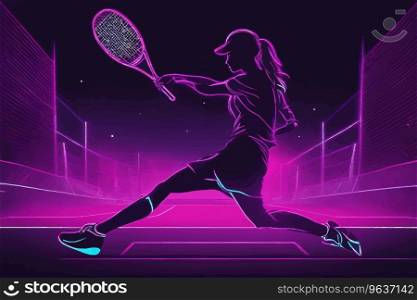Smashing Neon Punk Modern Tennis Player Design - Woman or Girls Tournament, created with Generative AI technology    