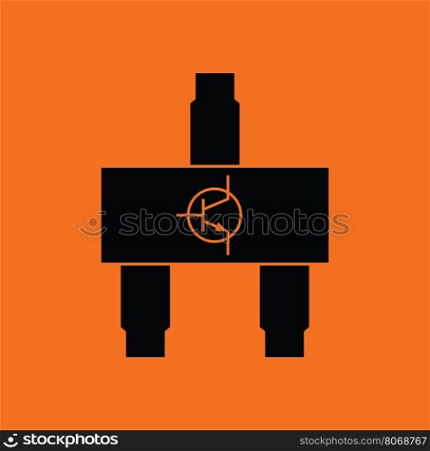 Smd transistor icon. Orange background with black. Vector illustration.