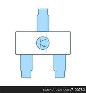 Smd Transistor Icon. Thin Line With Blue Fill Design. Vector Illustration.