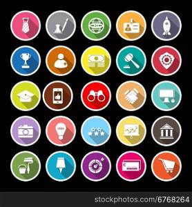 SME flat icons with long shadow, stock vector