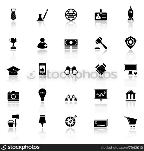 SME icons with reflect on white background, stock vector