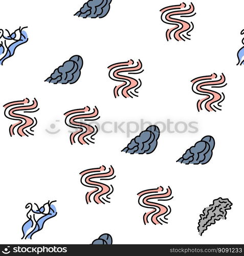 smell smoke gas nose aroma vector seamless pattern thin line ...