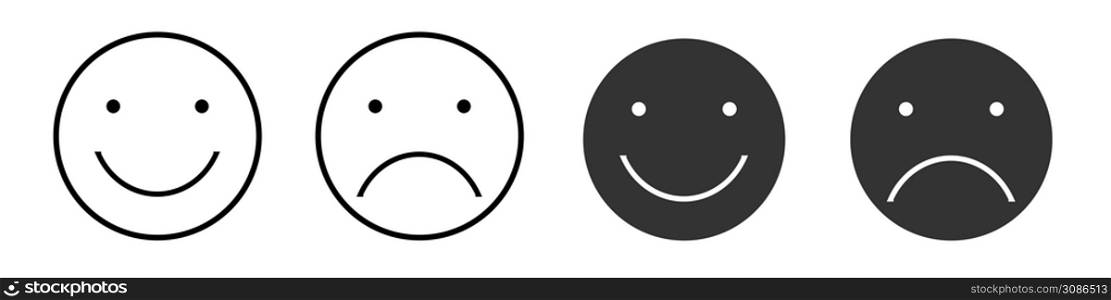 Smile and negativity icon. Emotions illustration symbol. Sign face vector.