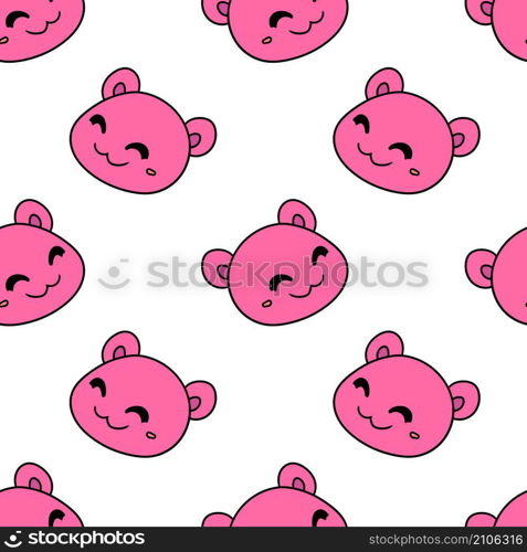 smile bear head pink seamless pattern textile print