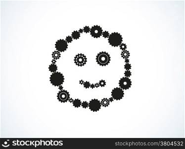 smile created from different cog wheels, vector. cog wheels