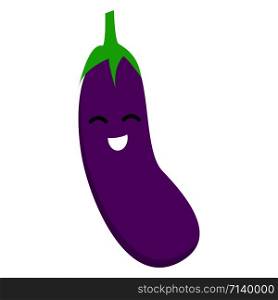 Smile eggplant icon. Flat illustration of smile eggplant vector icon for web design. Smile eggplant icon, flat style
