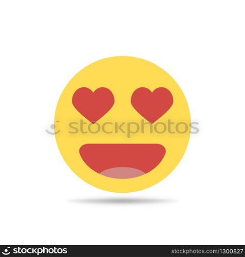 Smile, emoticon in love, romantic in flat design with shadow. Vector EPS 10