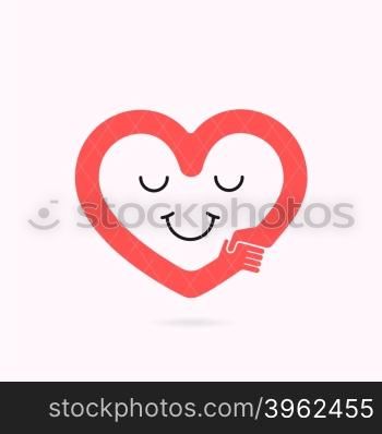 Smile heart shape and handshake symbol.Heart Care logo.Healthcare &amp; Medical concept.Vector illustration