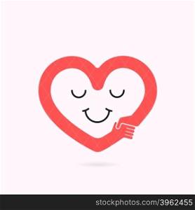 Smile heart shape and handshake symbol.Heart Care logo.Healthcare &amp; Medical concept.Vector illustration