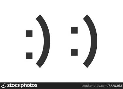 Smile icon. Emoticon symbol. Emotion happy on white background in vector flat style.