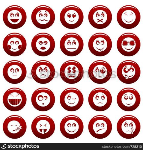Smile icon set. Simple illustration of 50 smile vector icons red isolated. Smile icon set vetor red