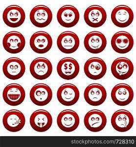 Smile icon set. Simple illustration of 50 smile vector icons red isolated. Smile icon set vetor red
