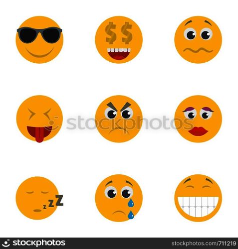Smile icons set. Cartoon set of 9 smile vector icons for web isolated on white background. Smile icons set, cartoon style