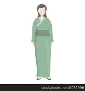 Smile lady kimono icon cartoon vector. Asia person. Costume design. Smile lady kimono icon cartoon vector. Asia person
