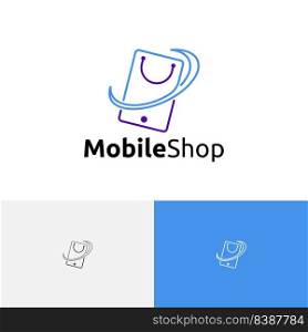 Smile Mobile Shop Phone Shopping Center Line Logo