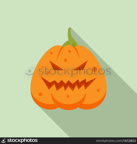 Smile pumpkin icon. Flat illustration of smile pumpkin vector icon for web design. Smile pumpkin icon, flat style