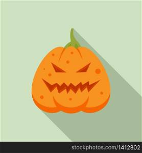 Smile pumpkin icon. Flat illustration of smile pumpkin vector icon for web design. Smile pumpkin icon, flat style