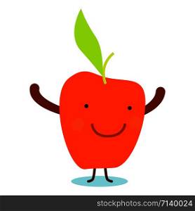 Smile red apple icon. Flat illustration of smile red apple vector icon for web design. Smile red apple icon, flat style