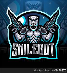 Smile robot esport mascot logo design