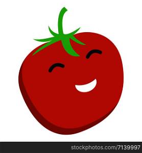 Smile tomato icon. Flat illustration of smile tomato vector icon for web design. Smile tomato icon, flat style