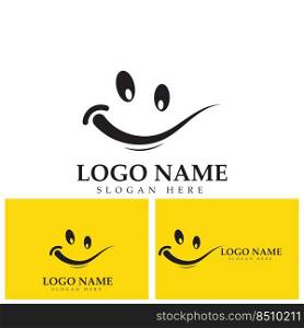Smile vector image logo and symbol illustration design template in yellow background