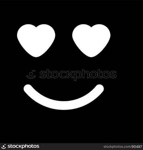 Smile with heart eyes white color icon .. Smile with heart eyes it is white color icon .