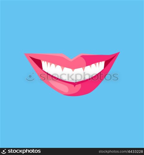 Smile with white tooth design flat. Dental and smile, teeth white, healthy dental, beauty and care smile, health and clean tooth, whitening human perfect toothy, smile white tooth illustration