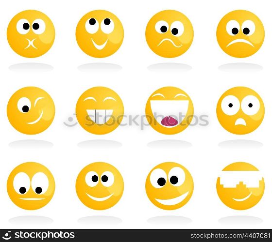 smile3. Set of cheerful and sad smiles. A vector illustration