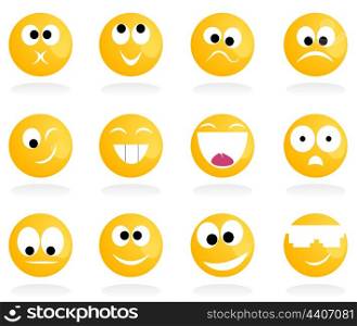 smile3. Set of cheerful and sad smiles. A vector illustration