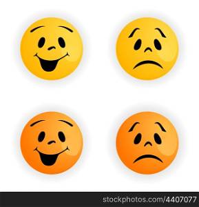 smile6. Set of cheerful and sad smiles. A vector illustration